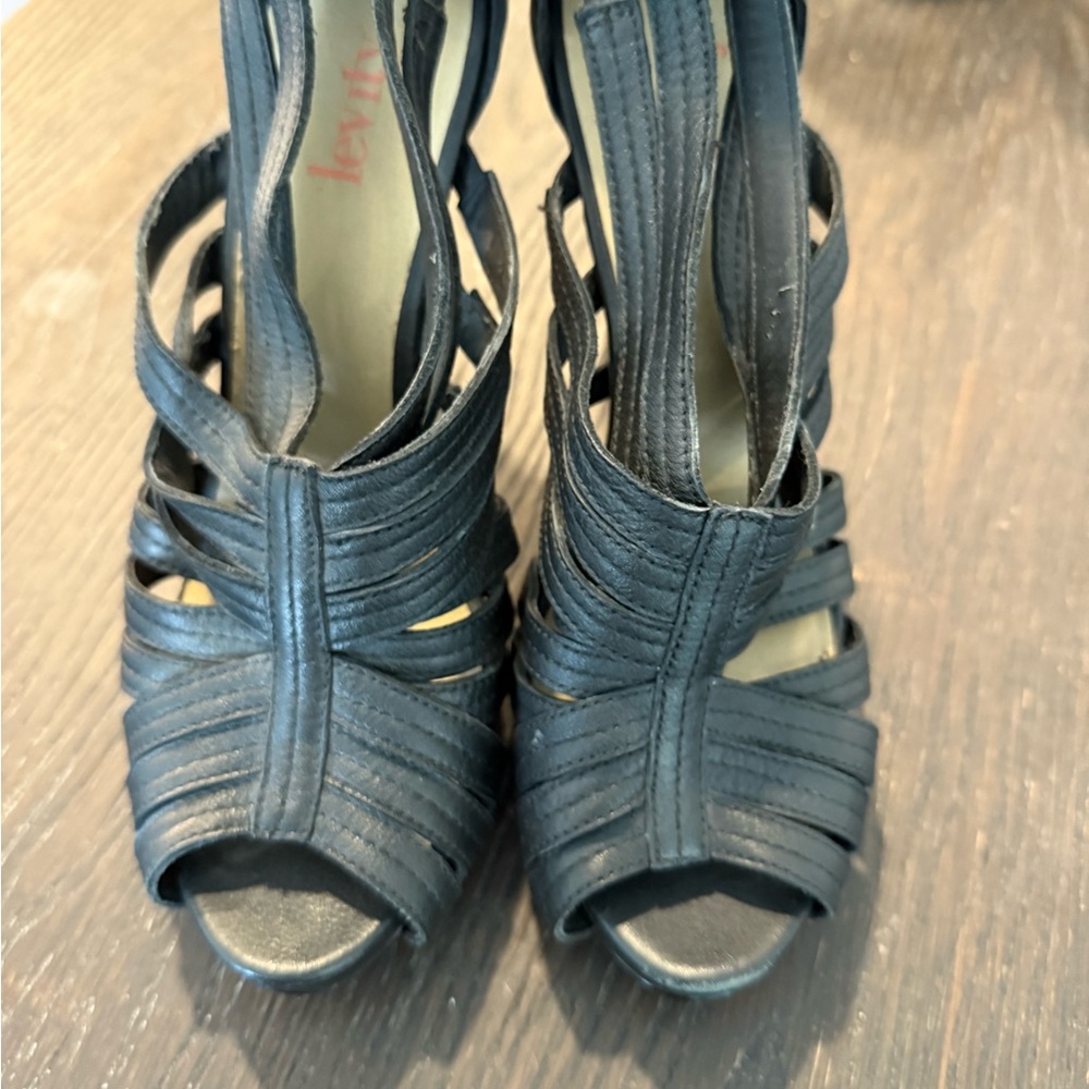 Levity Black Strappy Heels with Peep-Toe